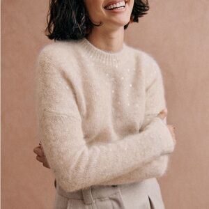 Sezane Ludivine jumper in beige chiné / argent